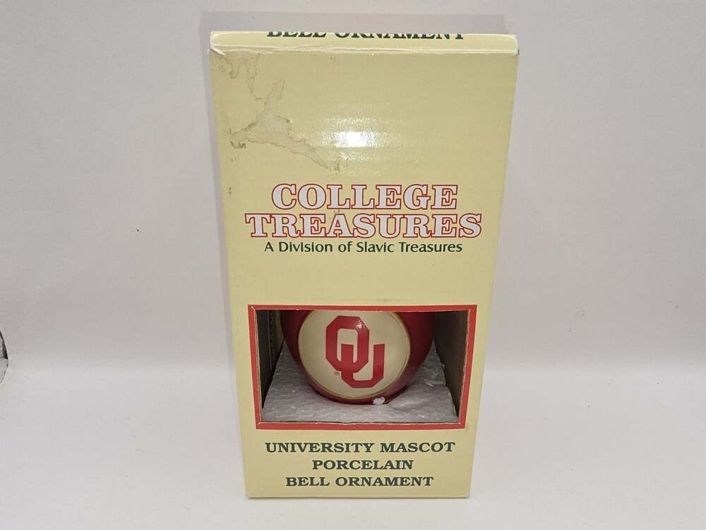 OU College Treasures Porcelain Bell Ornament Oklahoma Sooners 2002